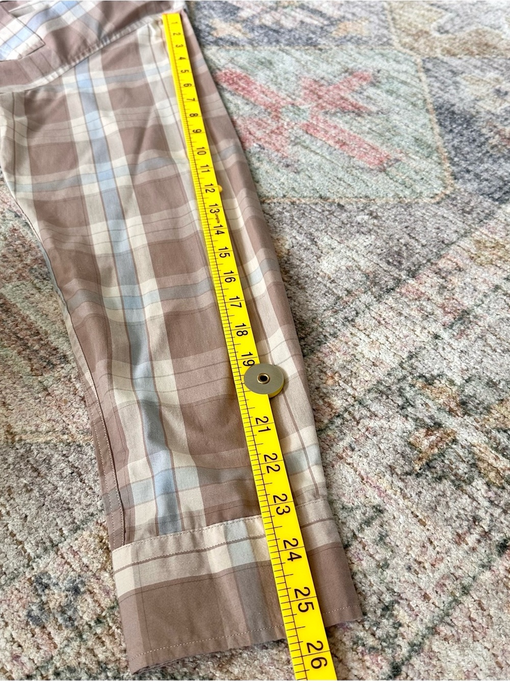 Casual Plaid Button-Down Shirt in Taupe Blue - Unbranded - Picture 7 of 7